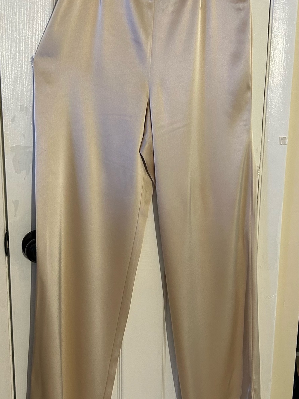 St. John Champagne Satin Wide Leg Pants Size 8 Quiet Luxury Evening - Picture 5 of 16